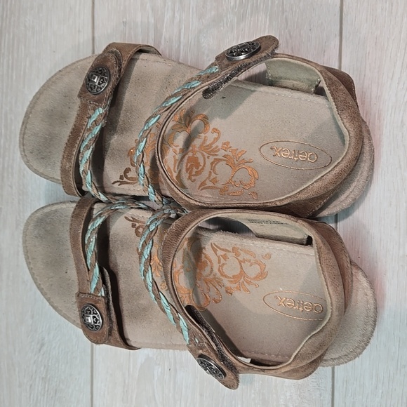 Aetrex Women Jillian Braided Hook&loop Leather Strap Sandals Slide shoes sz 7 - Picture 7 of 11